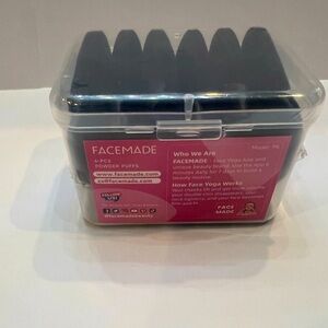 2 x Facemade black Powder Puffs ( 2  cases/ 12 total puffs)
